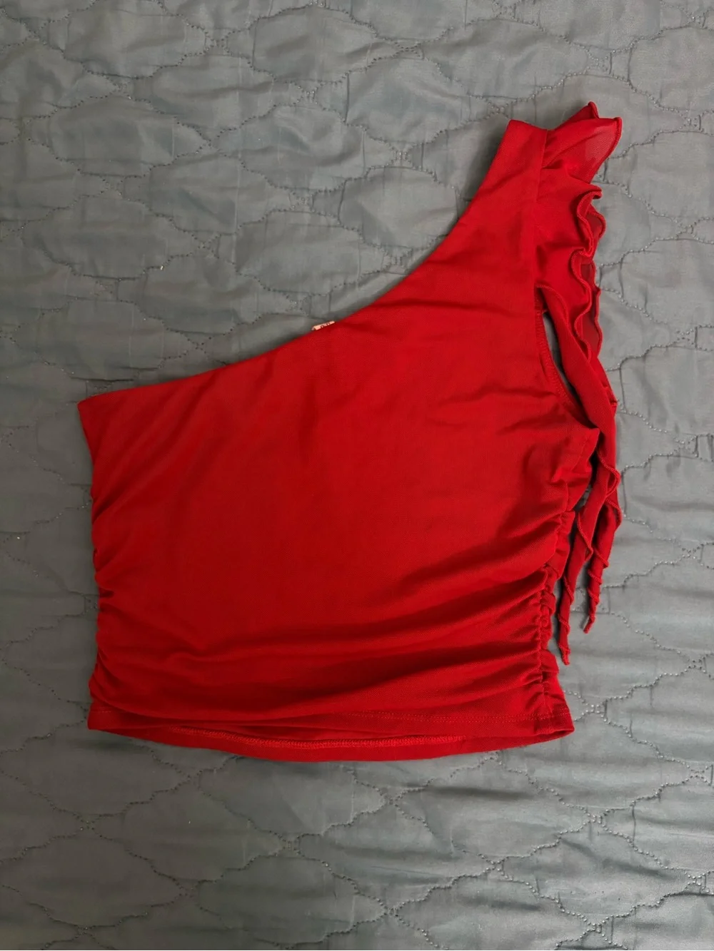 GARAGE Red Sleeveless Top with Tag Detail